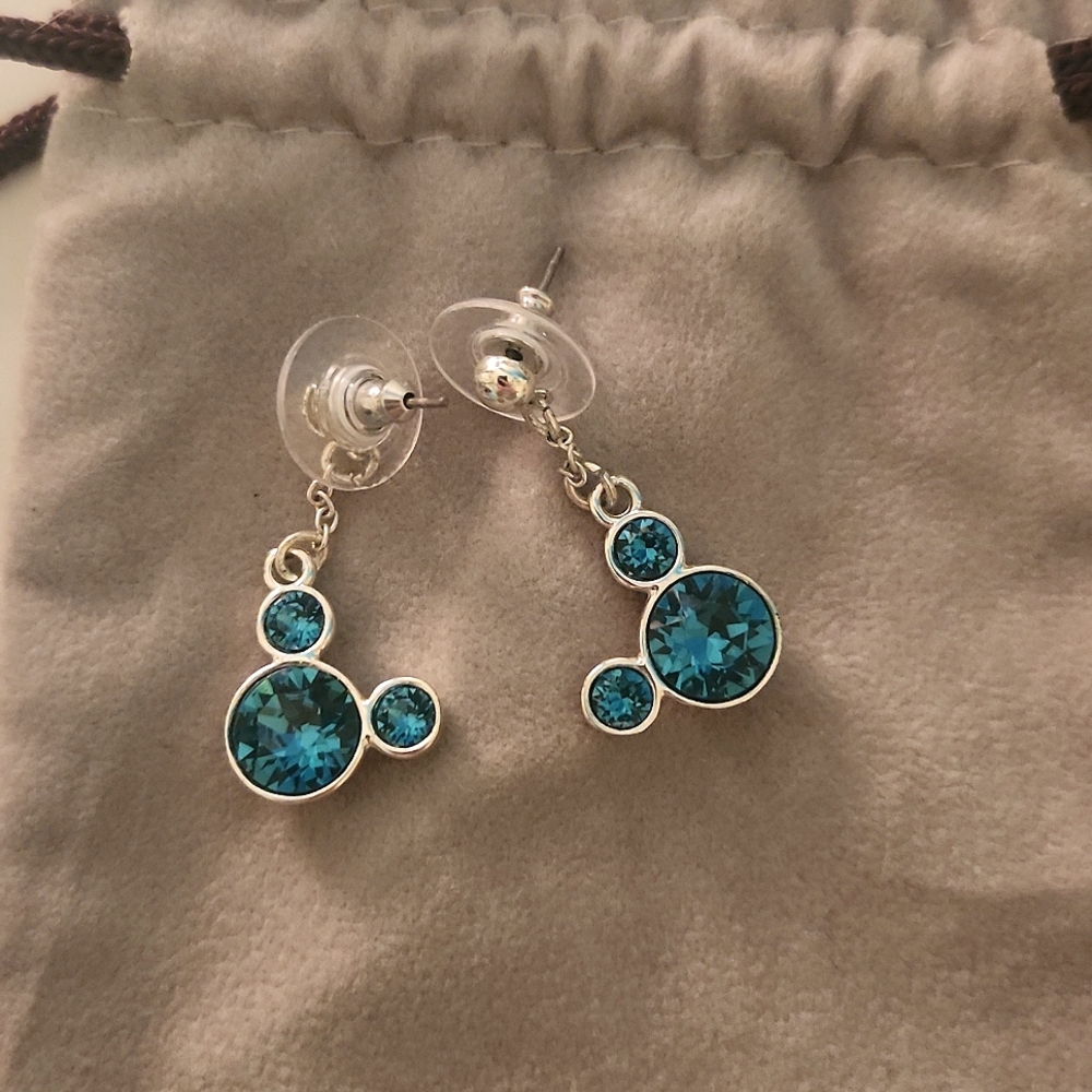 Mickey Mouse Blue Topaz Dangling Earrings